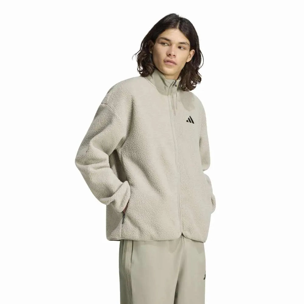 adidas City Tech 3 Stripes High Pile Fleece full zip sweatshirt