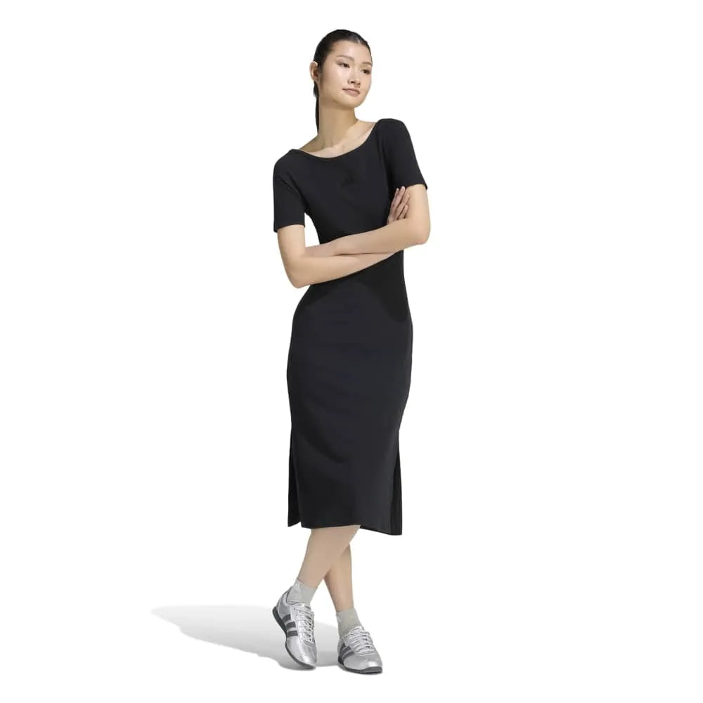 adidas Kit Small Logo Rib short sleeve midi dress