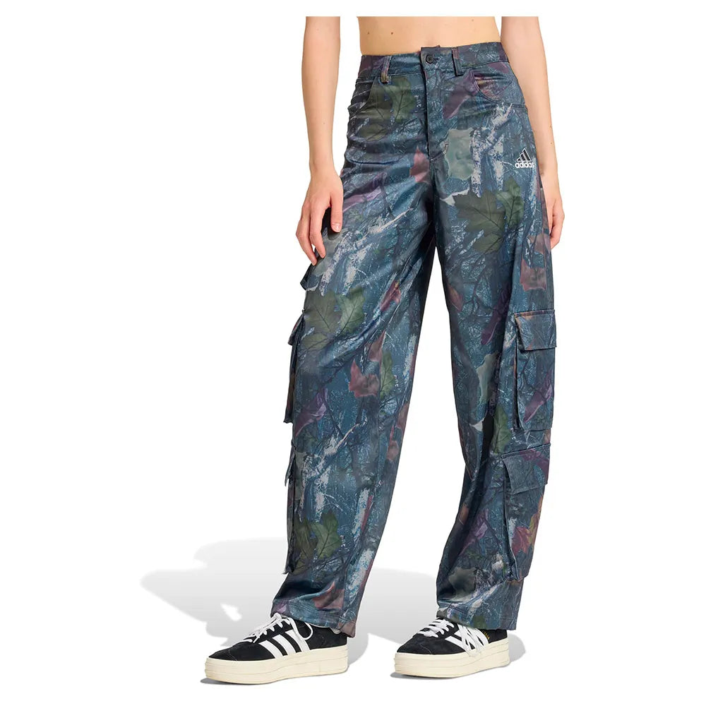 adidas Originals Leaf Camo Print Satin Cargo joggers