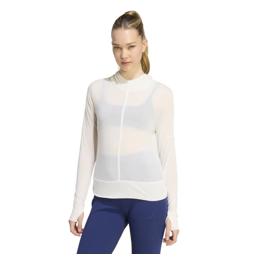 adidas Soft Lux Sheer Hooded long sleeve T-shirt