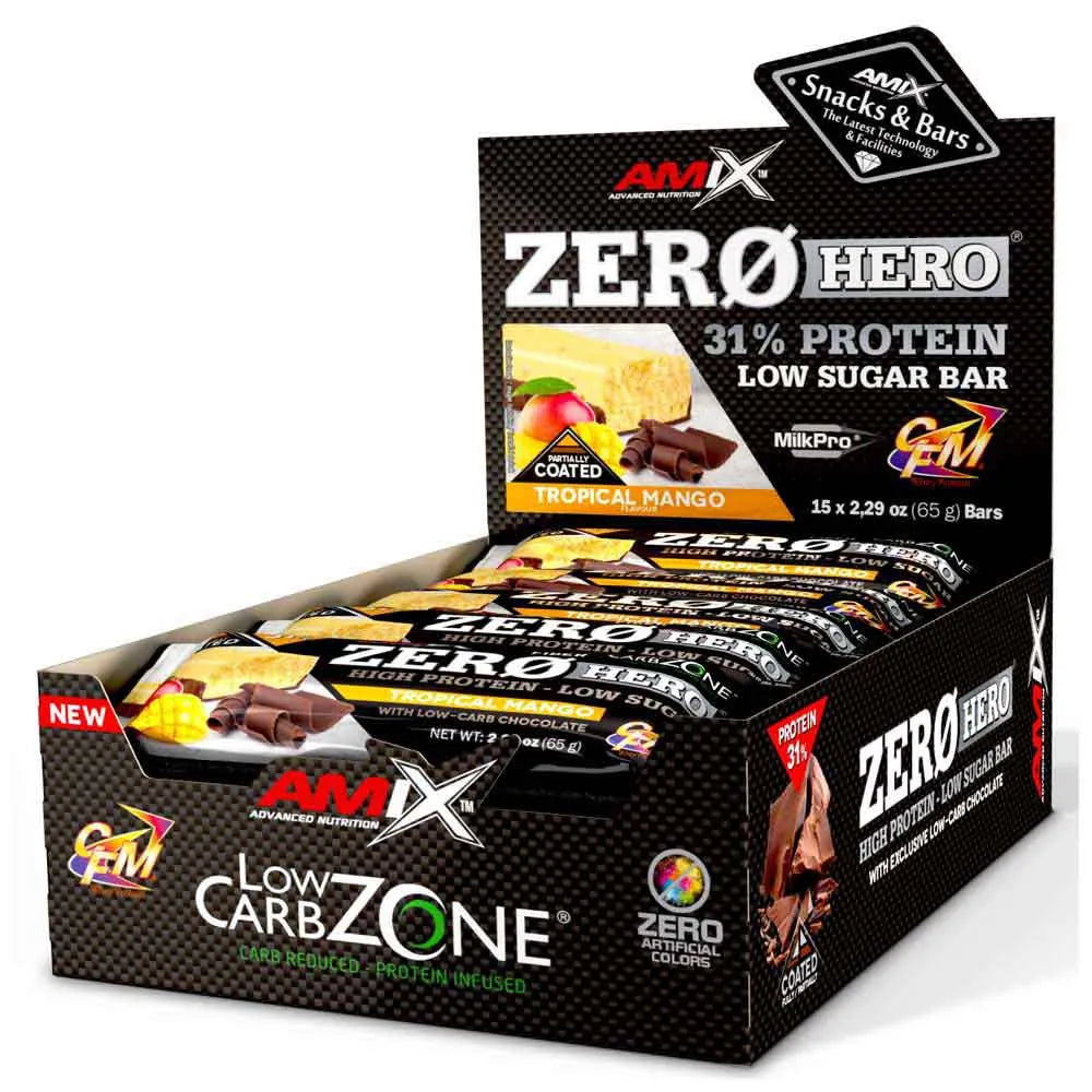 Amix Low Carb ZeroHero protein bars box mango 65g 15 units