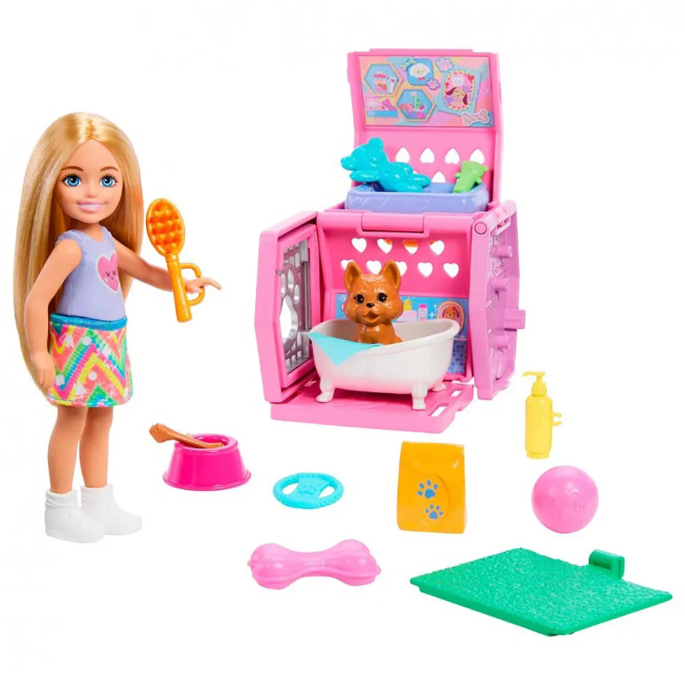 Barbie Chelsea With Dog And Carrier doll