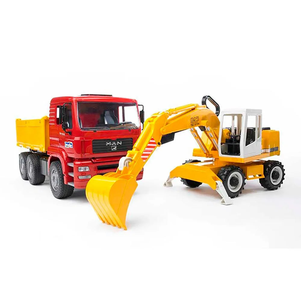 Bruder Truck Of Works Man With Excavator Liebherr