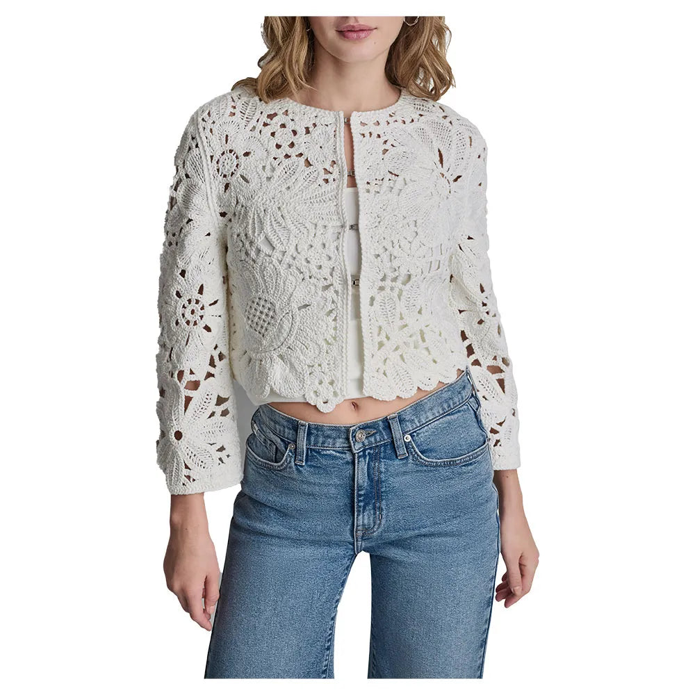 DKNY Floral Crochet cardigan