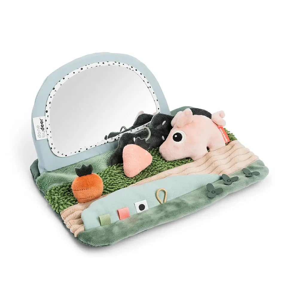 Done by deer Tummy Time Sensory Mirror Tiny Farm baby toy