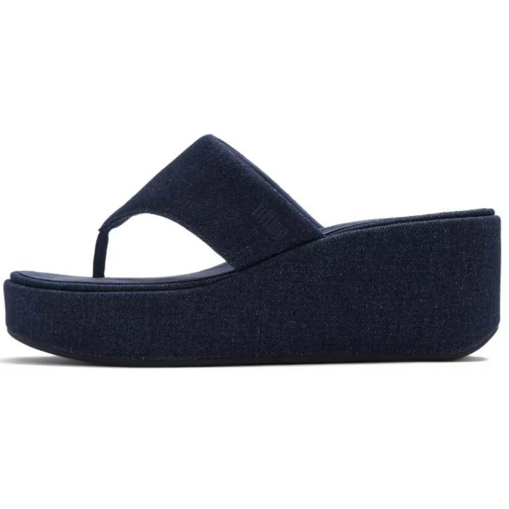 Fitflop Denim Platform Toe Post wedge sandals