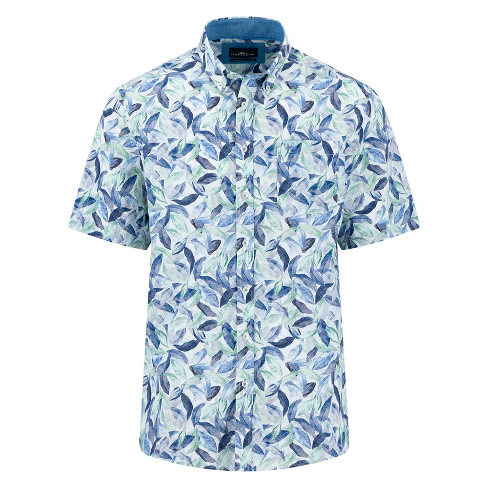 Fynch hatton Summer Poplin Print short sleeve shirt