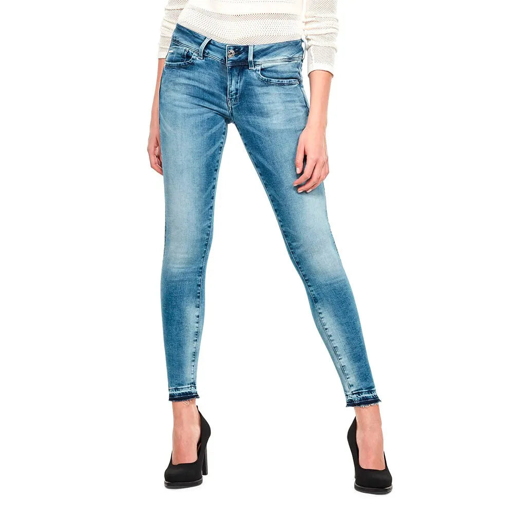G-Star Lynn Mid Waist Skinny Ripped Edge Ankle jeans