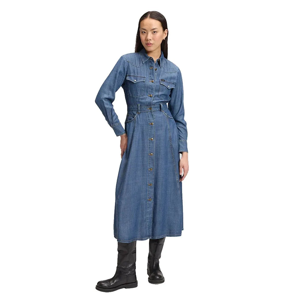 Lee Western Mid Calf Regular Fit long sleeve midi dress