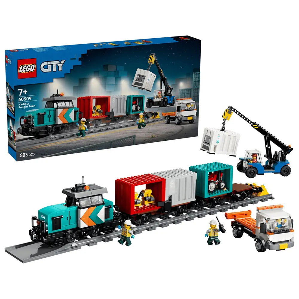Lego Port Freight Train With Crane And Truck Construction Game