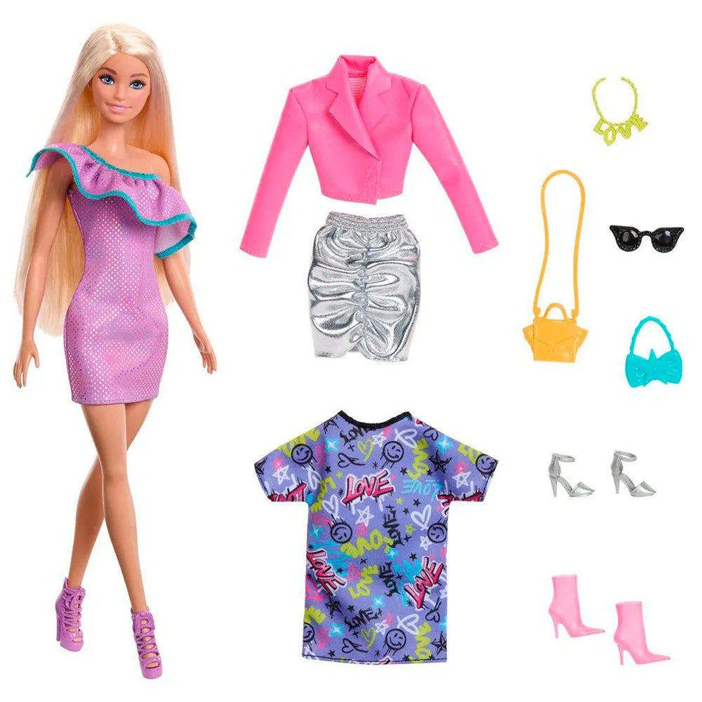 Mattel Barbie Fashionista Doll 3 Evening Outfits