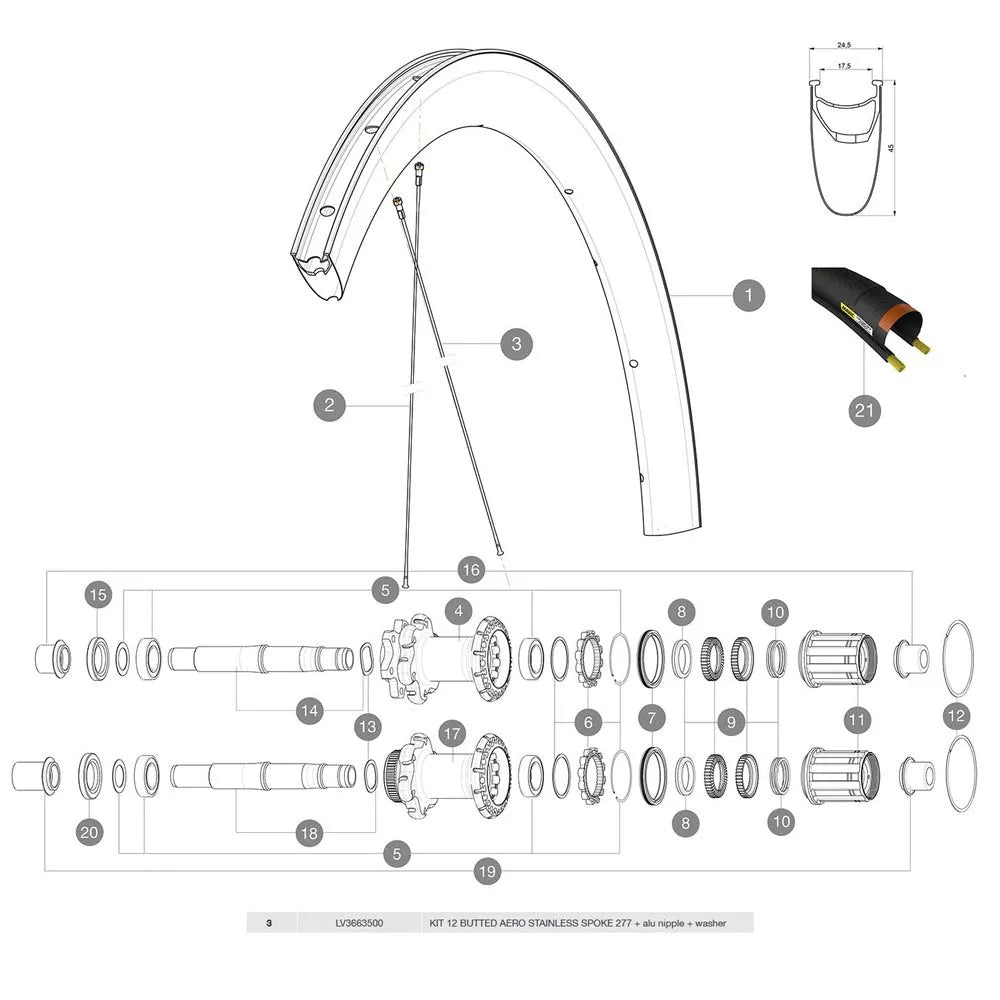 Mavic Cosmic Pro Carbon 2017-19 Rear Right Spokes 12 units