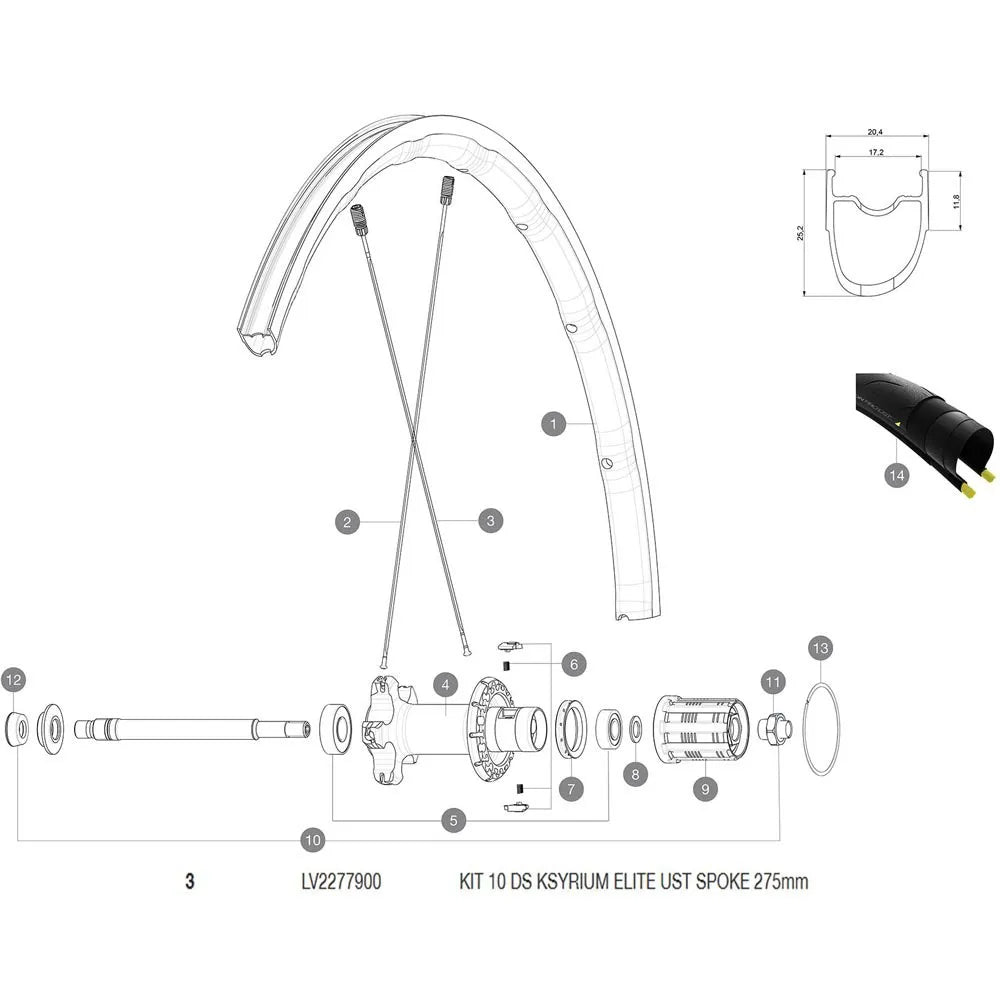 Mavic Kysrium Elite UST 2018 Rear Right Spokes 10 units
