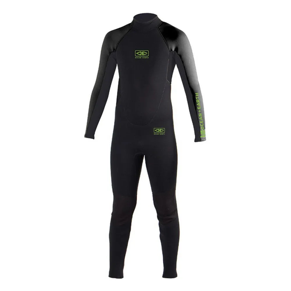 Ocean & earth Surf School 3/2 mm Steamer Flatlock Junior Long Sleeve Back Zip Neoprene Suit