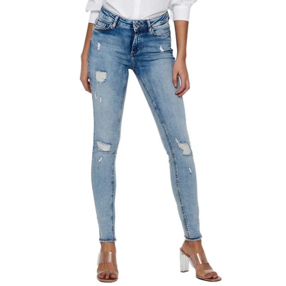 Only Blush Life Mid Waist Skinny Raw Ankle DT jeans