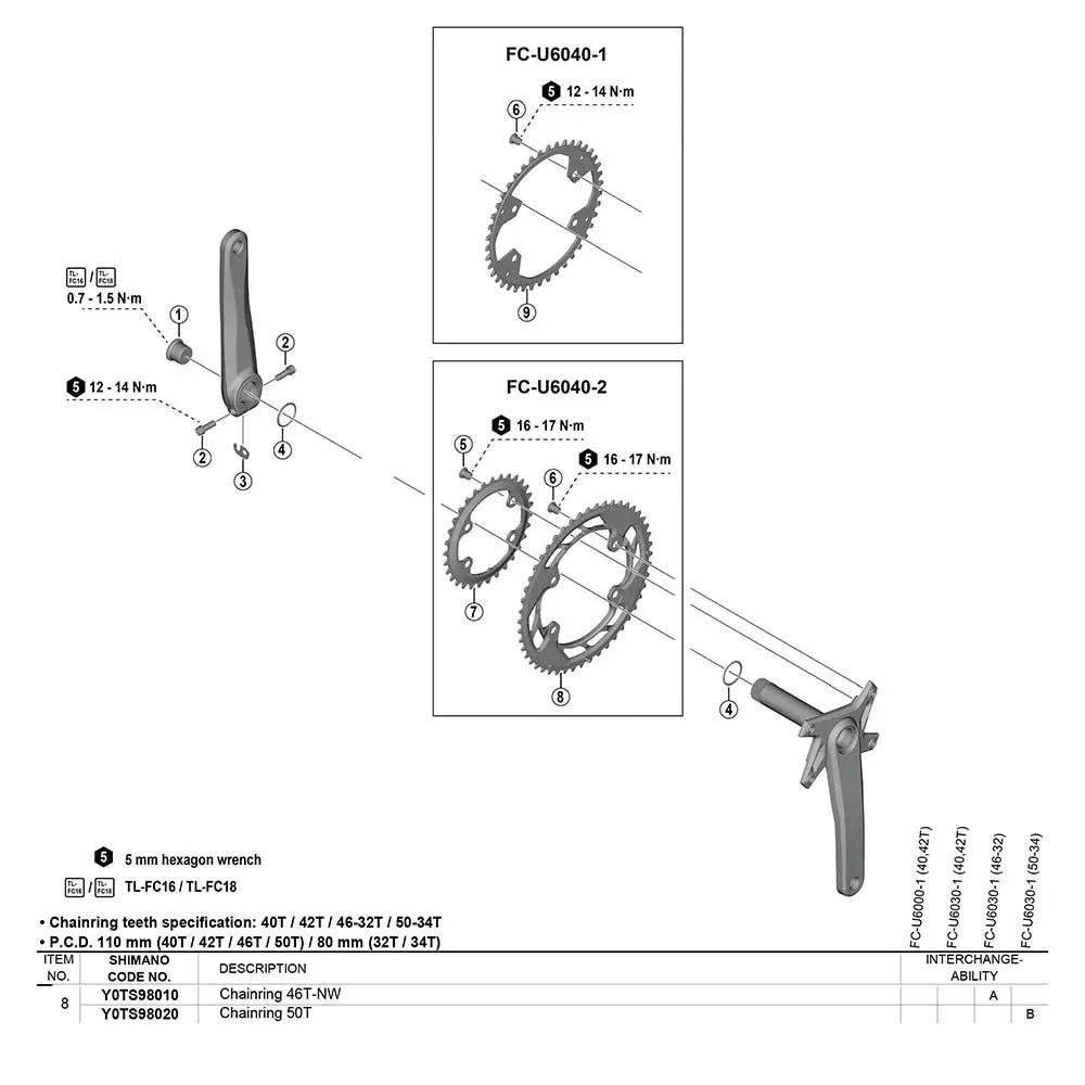 Shimano NW Cues FC-U6040 BCD 110 chainring