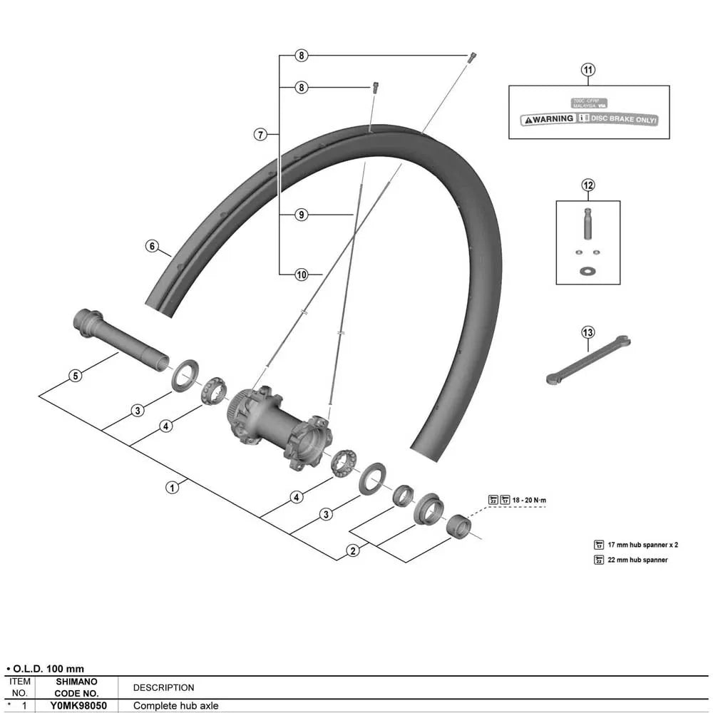 Shimano WH-R9270-C36-TL-F hub axle
