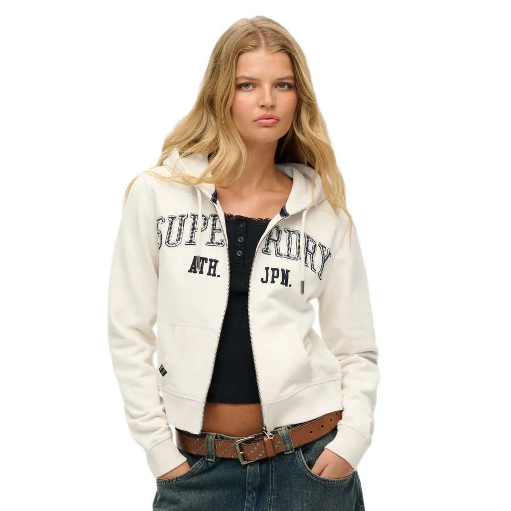 Superdry Atheltic Essential Relaxed Fit Cropped full zip sweatshirt
