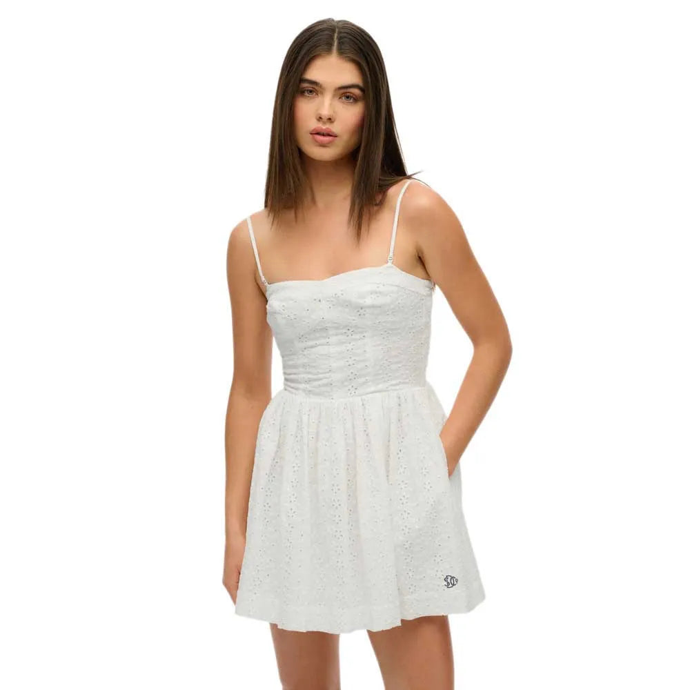 Superdry Broderie Cami sleeveless short dress