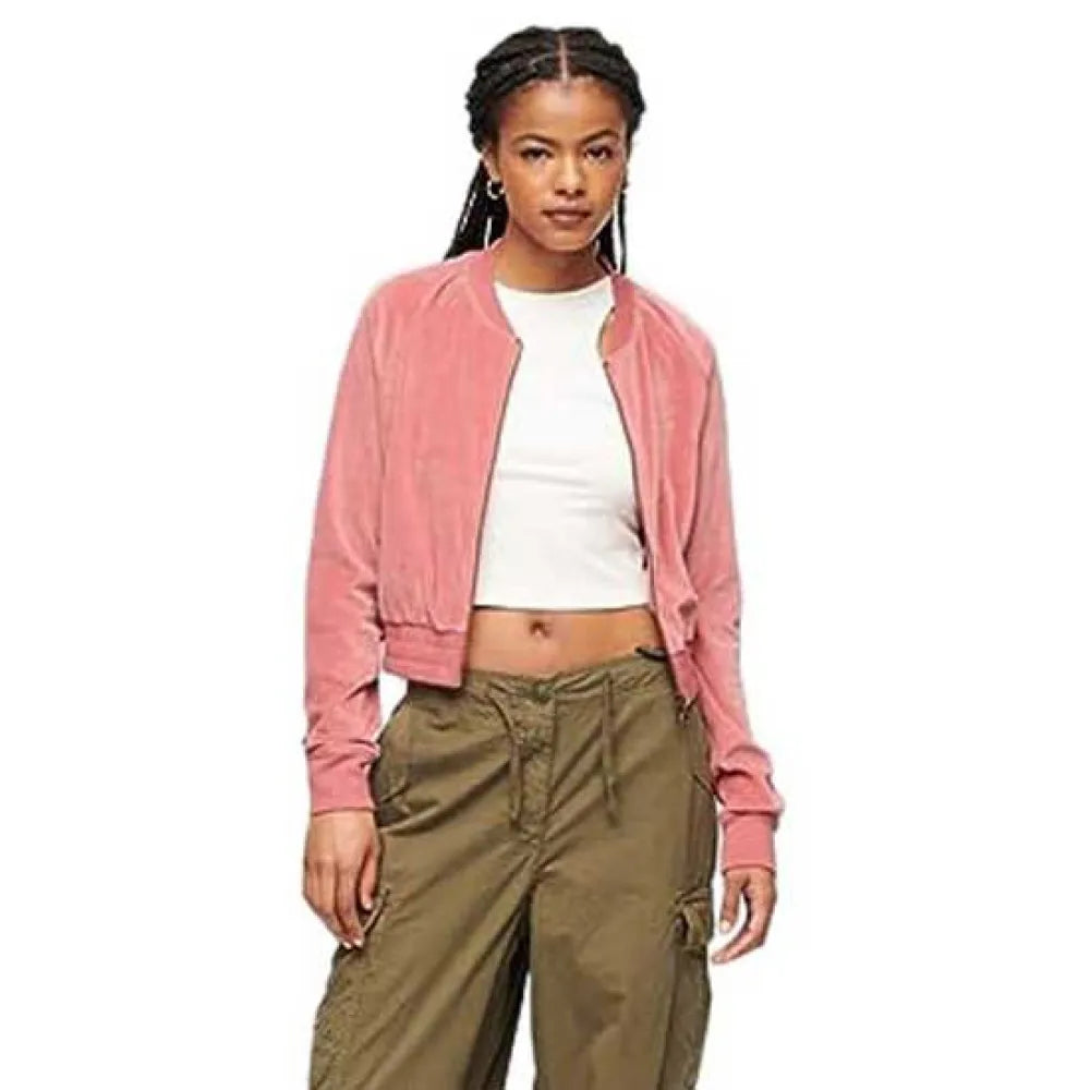 Superdry Embroidered Velour full zip sweatshirt