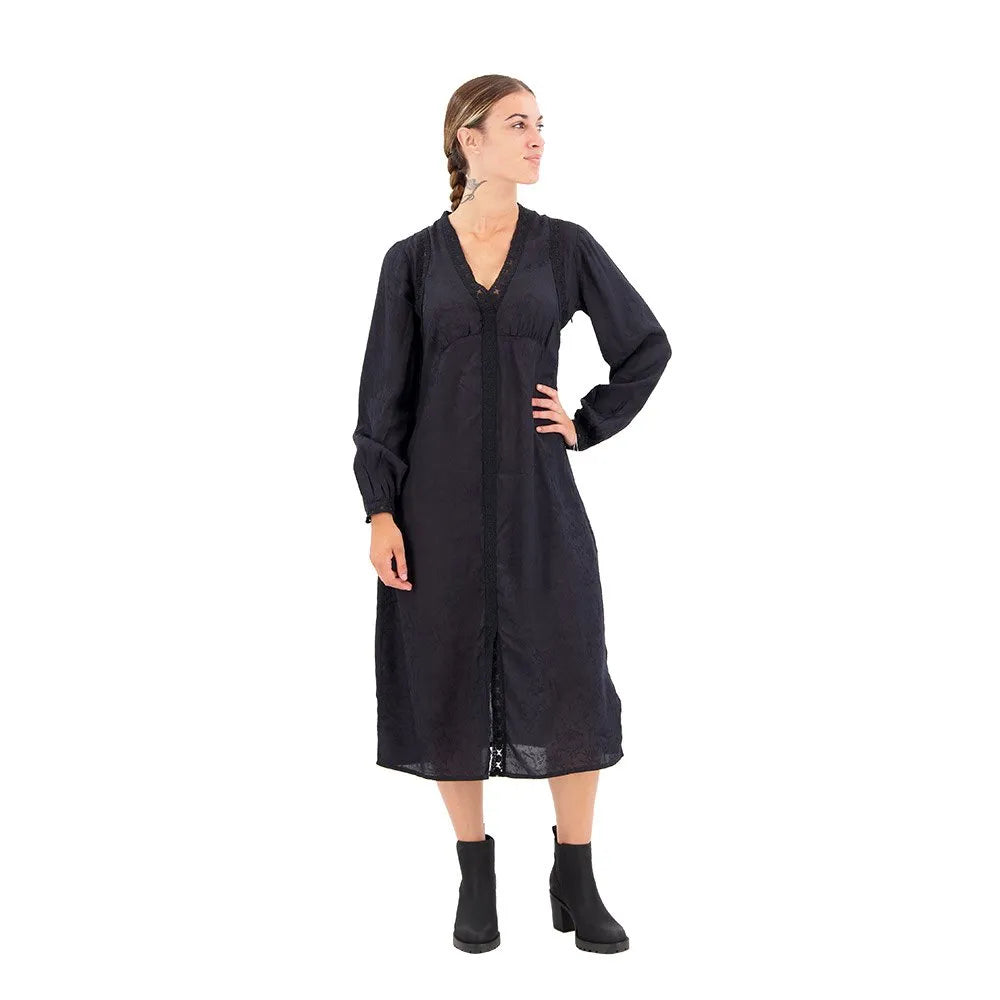 Superdry Lace Trim long sleeve midi dress