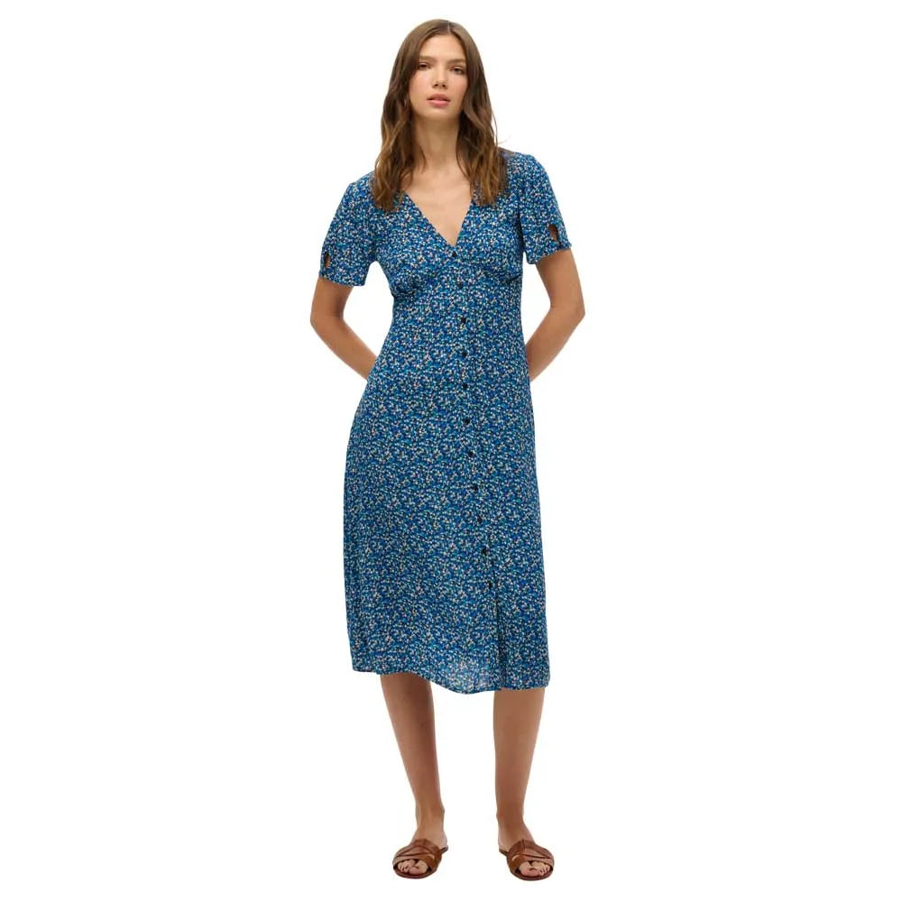 Superdry Print Button Tea short sleeve midi dress