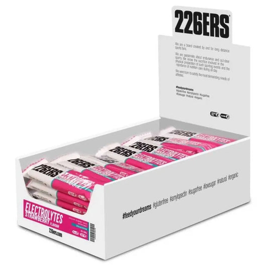 226ERS Electrolytes Vegan chewy energy bars box strawberry 30g 42 units