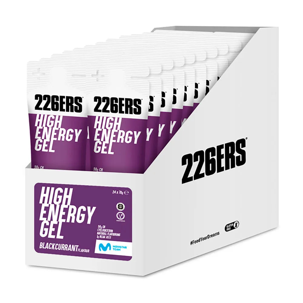 226ERS High BCAA´s energy gels box black currant 76g 24 units