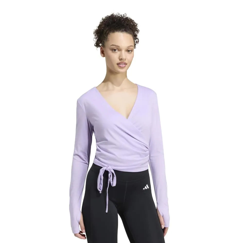 adidas 3 Stripes Studio Soft Ballet Wrap long sleeve T-shirt
