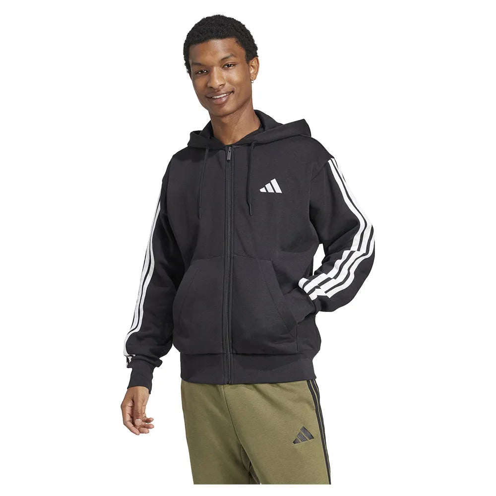 adidas Essentials 3 Stripes Fleece full zip sweatshirt