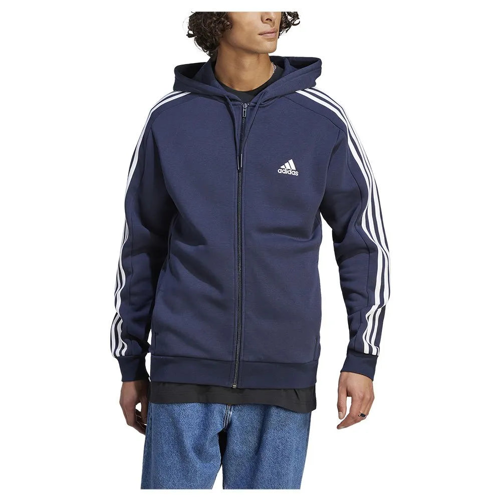 adidas Essentials Fleece 3 Stripes full zip sweatshirt