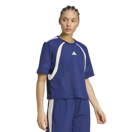 adidas Hyperglam 3 Stripes Color Block Mesh short sleeve T-shirt