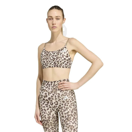adidas Optime Essentials 3 Stripes Leopard Low Impact Sports Bra