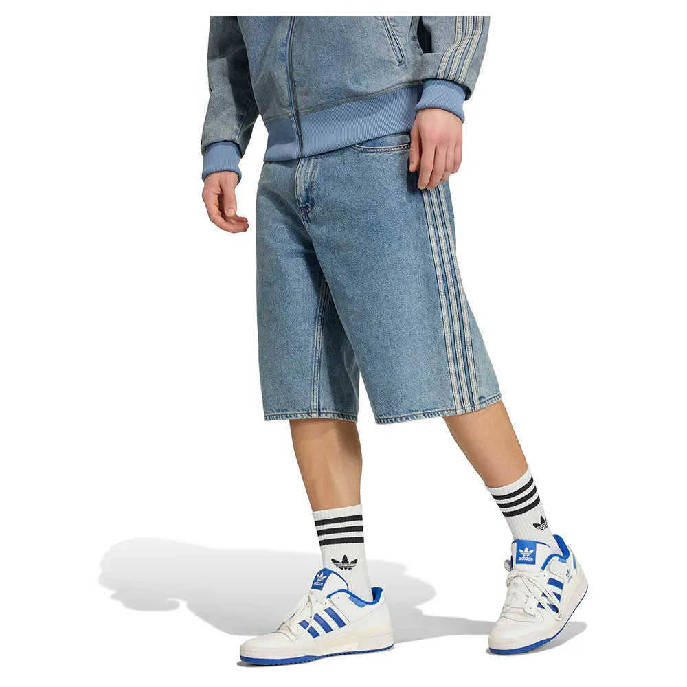 adidas Originals Firebird Adicolor Mid-Rise Straight Leg denim shorts