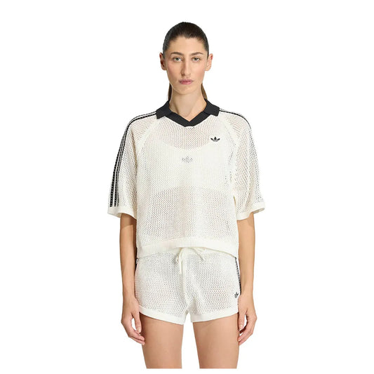 adidas Originals Knitted Crochet short sleeve polo