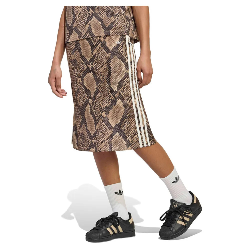 adidas Originals Snake Print Satin midi skirt