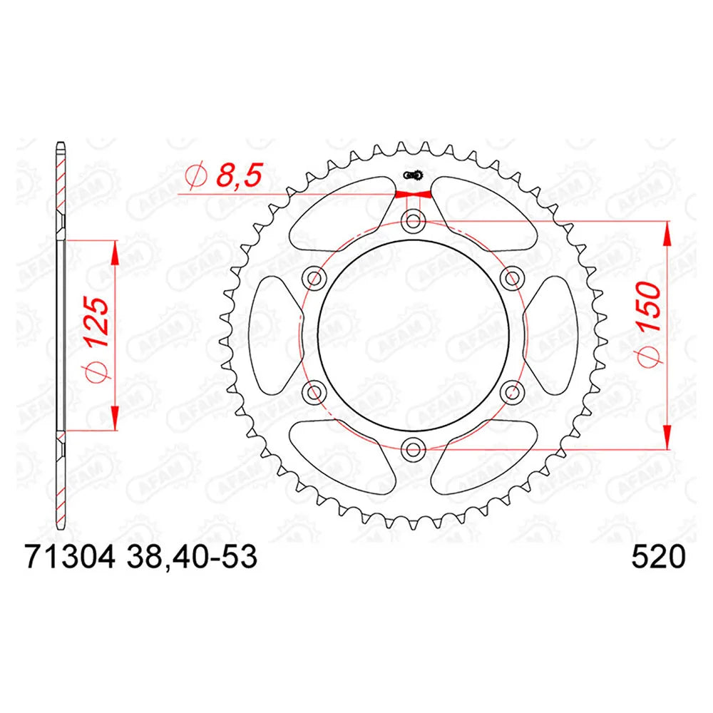 AFAM 71304-43 Pitch 520 rear sprocket