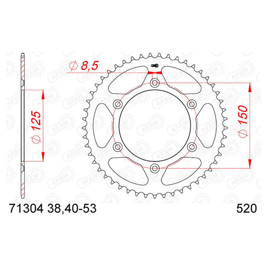 AFAM 71304-43 Pitch 520 rear sprocket