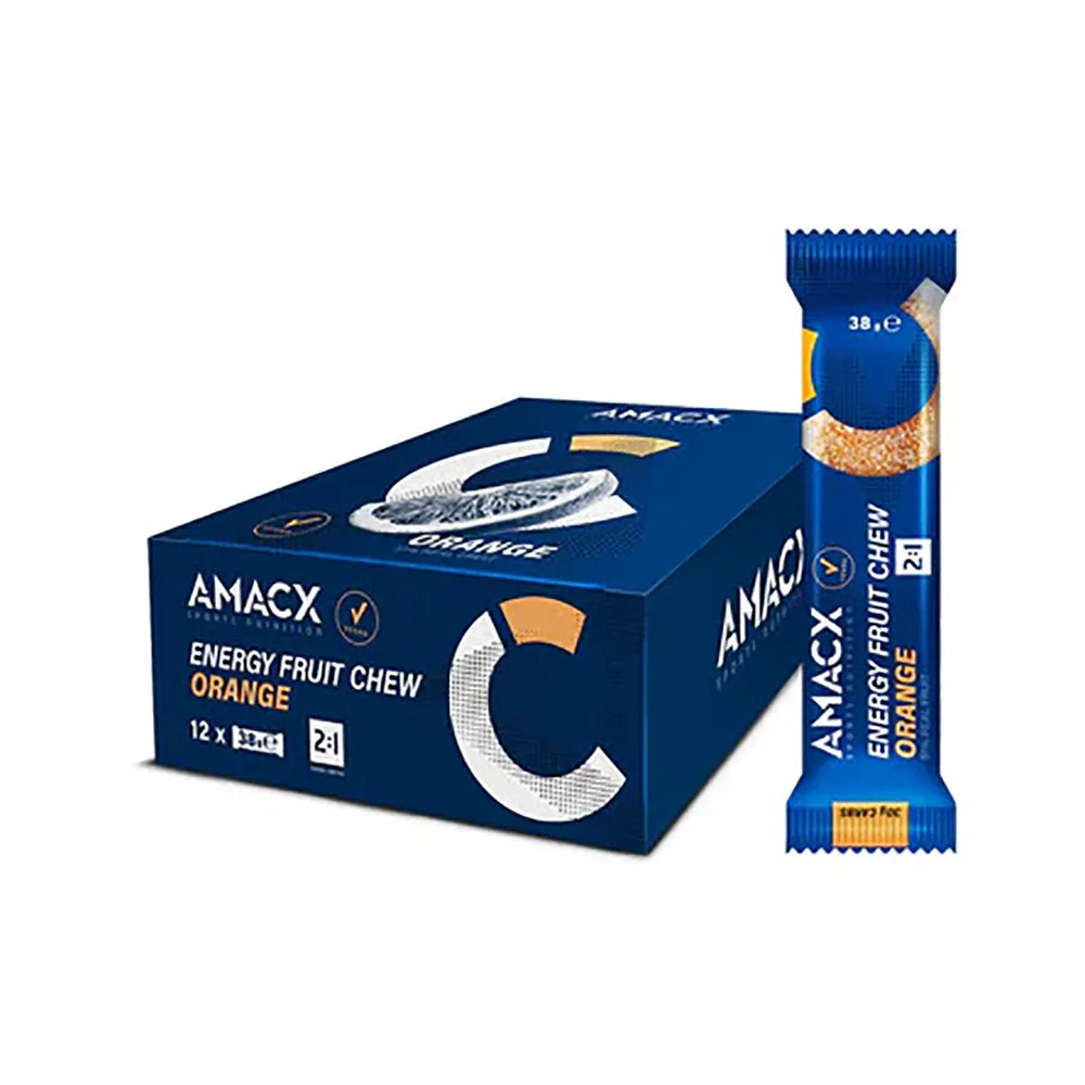 Amacx Fruit Chew energy bars box orange 38g 12 units