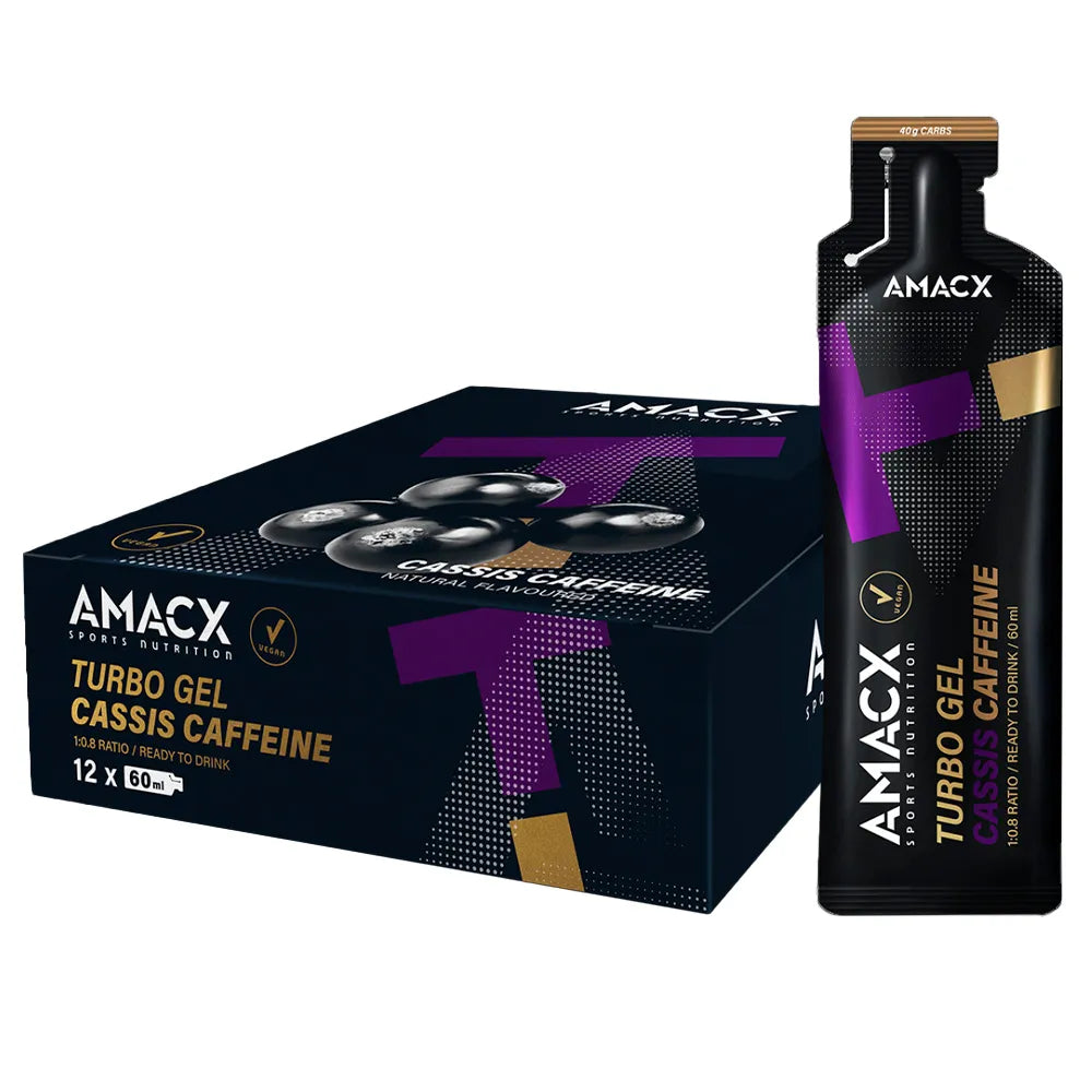 Amacx Turbo Cassis + Cafeine energy gels box 60ml 12 units