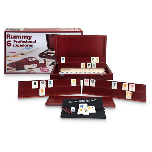 Aquamarine Professional Rummy Wooden Case For 6 Players Board Game refurbished