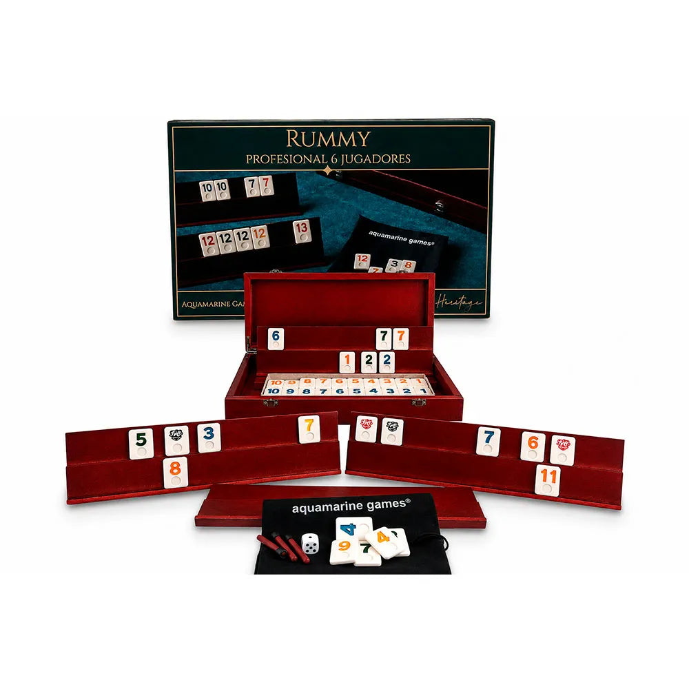 Aquamarine Professional Rummy Wooden Case For 6 Players Board Game