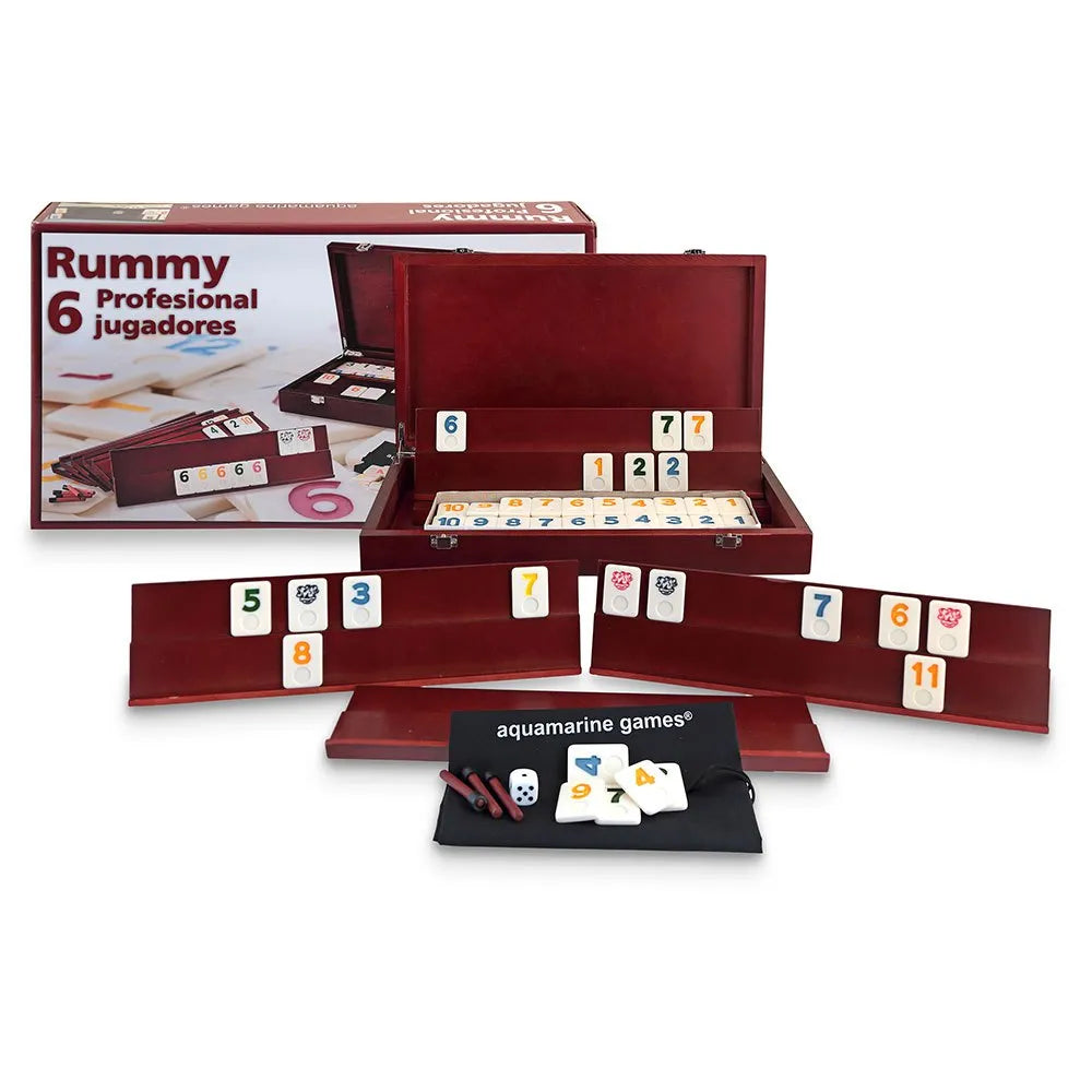 Aquamarine Professional Rummy Wooden Case For 6 Players Board Game