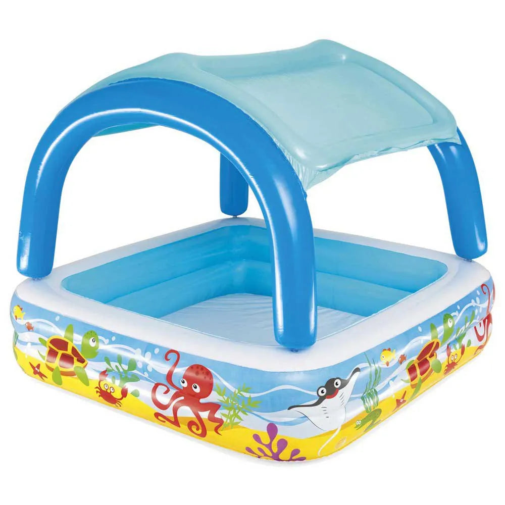 Bestway With Awning Square Inflatable Play Pool 147x147x122 cm