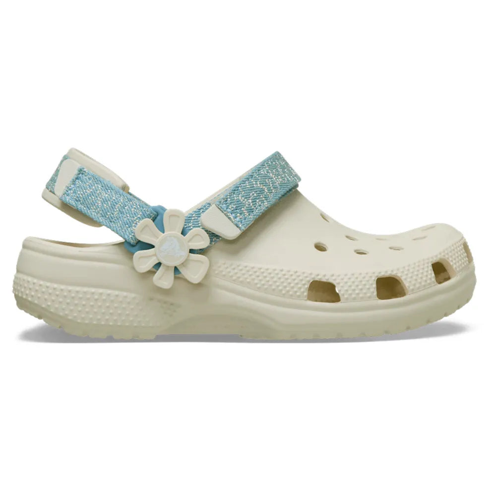 Crocs Classic Denim Flower Adjustable Backstrap clogs