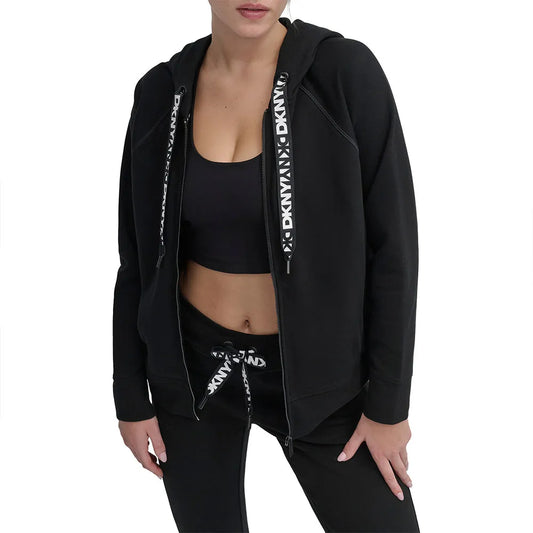 DKNY Two Tone Logo Drawcord full zip sweatshirt