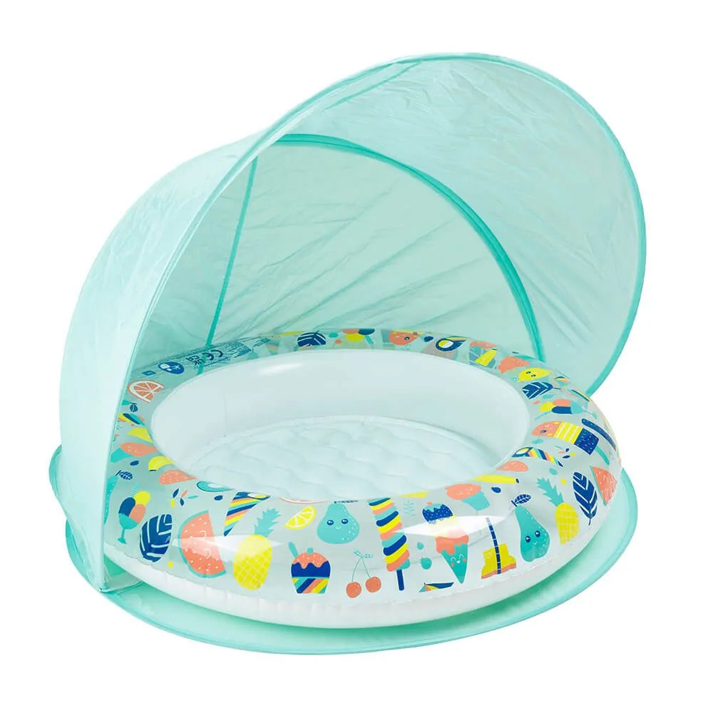 Eurekakids Inflatable baby pool with parasol-hello summer