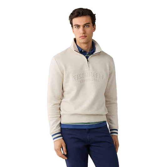 Façonnable College Print half zip sweatshirt