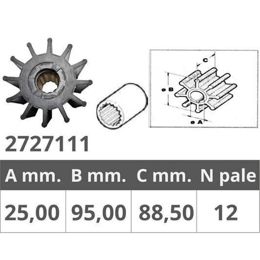 Finnord Jabsco 17936/21676 Johnson 09-814B 12 Blades Impeller