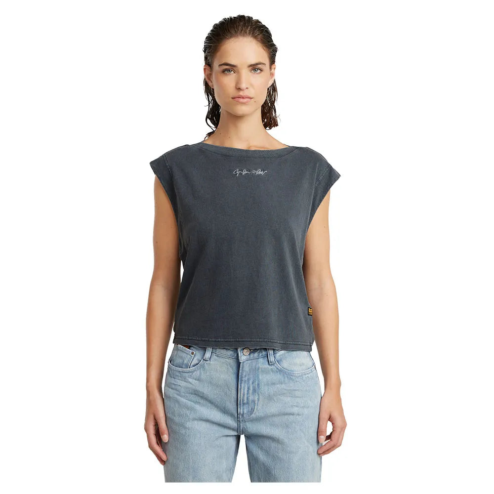G-Star Mini G-Script Logo Overdyed sleeveless T-shirt